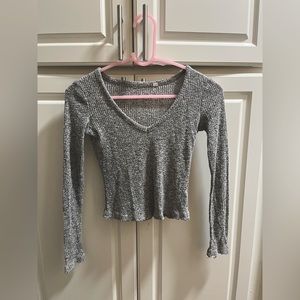 grey long sleeve ribbed top